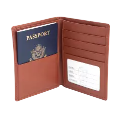 ROYCE LEATHER PASSPORT WALLET Tan Brown RFID Blocking NWT MSRP $125