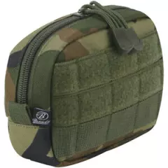 Brandit MOLLE Pouch Compact PALS Zipper Webbing Organizer Pocket Woodland Camo