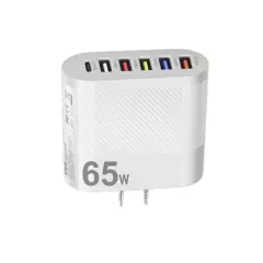 65W Super Fast Charge Wall Charger Adapter 5 USB Port + Type C Universal Charger