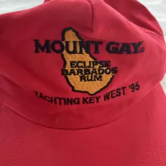 Mount Gay Rum Bardados Hat Cap Strap Back Key West 1995 Red Adjustable