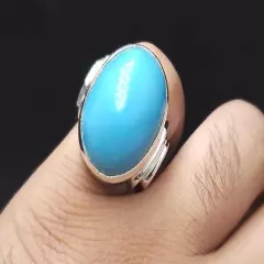 Handcrafted Genuine Natural Turquoise Ring for Men – Blue Feroza Gemstone