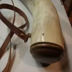 Vintage Black Powder Horn W/ Lanyard