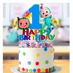 Cocomelon Large Acrylic 1st Happy Birthday Cake Topper