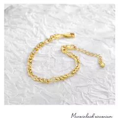 Fashion 18K Yellow Gold Plated Figaro Chain Bracelet for Men Women 8mm 8'