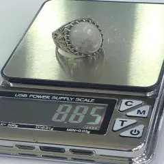 Royal Men Ring 925 Silver Yemen Agate Aqeeq خاتم عقيق يمني ابيض