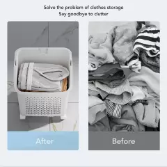 3 Layers Rolling Laundry Hamper PP ABS Laundry Shelf Clothes Storage Basket