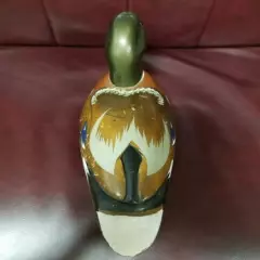 Vintage hand carved wood Duck decoy glass eyes male with stamp