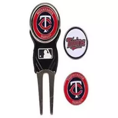 Team Golf MLB Minnesota Twins Divot Tool with 3 Golf Ball Markers Pack, Markers