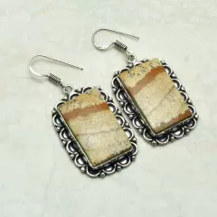 Picture Jasper Handmade Drop Dangle Earrings Jewelry Wedding Gift 1.84" AE-53385