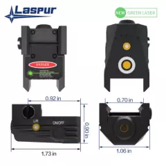 LASPUR Aluminum Structure Rail Mount Green Dot Laser Sight rechargeable battery