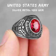 Stainless Steel Men Rings Rhinestone United States Army Eagle Gemstone jewelry