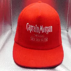 Corduroy Captain Morgan Original Spiced Rum Snapback Hat Cap Red White Alcohol