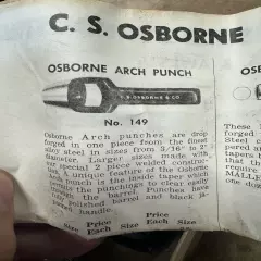 Osborne No. 149 1 .25" Arch Punch With Box And Manual