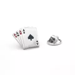 Lapel Pin Four Aces Poker Cards Novelty Brooch Badge Gift Mens Formal Suit