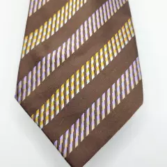 Brown Diagonal Stripe Silk MATTARAZI uomo Handmade Classic Necktie with Tags