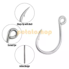 30pcs InLine Single Hook Minnow Trolling Lure Heavy Duty Replacement Hook