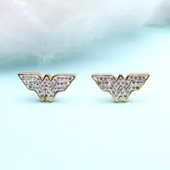 Officially Licensed Ladies DC Comics Wonder Woman Logo Diamante Stud Earrings