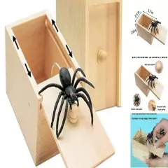 Motiloo Original Spider Prank Box,Handdmade Wooden Pop Out Rubber Spider Scare 