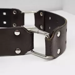 Hipwear Italian Leather Belt M-M Double Hole Roller Buckle Brown Canada