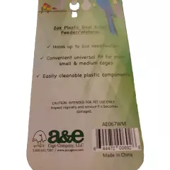 A&E Dual Plastic Bullet Bird Feeder/Waterer 2oz Bird Cage