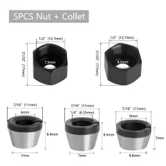 1PC/3PCS/5PCS 6mm 6.35mm 8mm Router Bit Collet Chuck Clamping Nut Adapter CNC