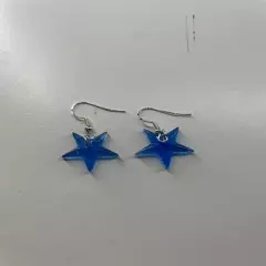 light blue star dangle earrings