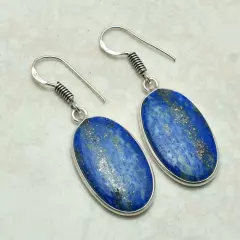 Lapis Lazuli Handmade Drop Dangle Earrings Jewelry 1.68" AE-52649