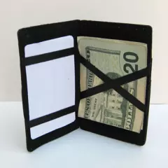 2X Black Genuine Leather Magic Wallet Ticket Credit Card Thin Holder 