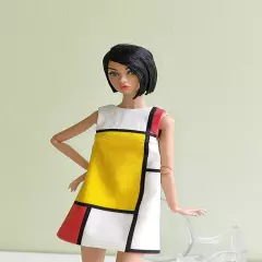 Red & Yellow Color Block dress #2 for Poppy Parker, Nu face, Nippon by Olgaomi