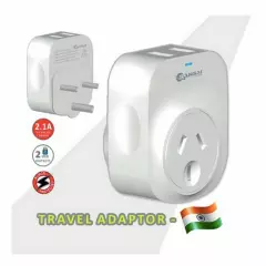 Travel Adapter 2 USB Outlets Power Socket Plug Australia To India South Africa