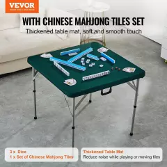 VEVOR Mahjong Table Fold-in-Half 4 Player Card Table & Mahjong Tiles Set 3 Dice