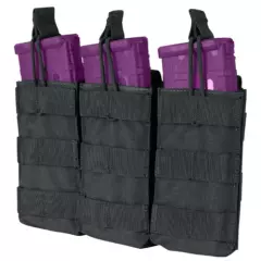 Modular Tactical Open Top Triple Magazine Mag Pouch - BLACK