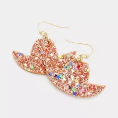 Peach Glittered Cowboy Hat Dangle Earrings