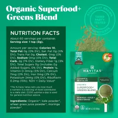 Superfood+ Greens Blend for Detox Support (Moringa + Kale + Wheatgrass), 6.3Oz B