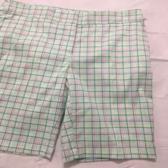 Izod Golf Shorts Womens Size 6 Green Plaid Moisture Wicking Stretch UPF 15 NWT