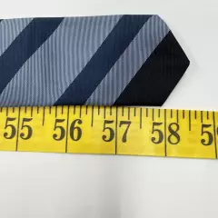 Express Studio Blue Black Striped Regiment Repp Italian Silk Tie 4" x 58"