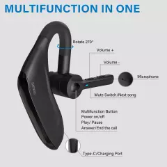 SUNITEC Bluetooth Headset,Dual Microphone Wireless Headset with USB Dongle fo...