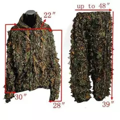 Mens Hunting Clothes Camouflage 3D Leafy Hooded Jacket Pants Camo Ghillie Suit