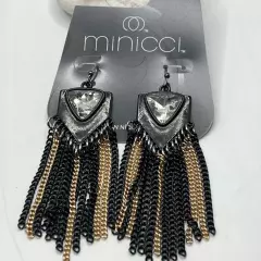 Minicci Black Gold Retro 80's Vibe Dangle Earrings $16ea / 3 for $25