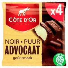 Côte d'Or Belgian Chocolate| Dark Bar Eggnog (Advocaat) 4-Pack | 6,7 Oz /190G