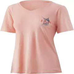 HUK Women's V Neck Tee | Ladies T-Shirt with UPF 30+ Sun Protection