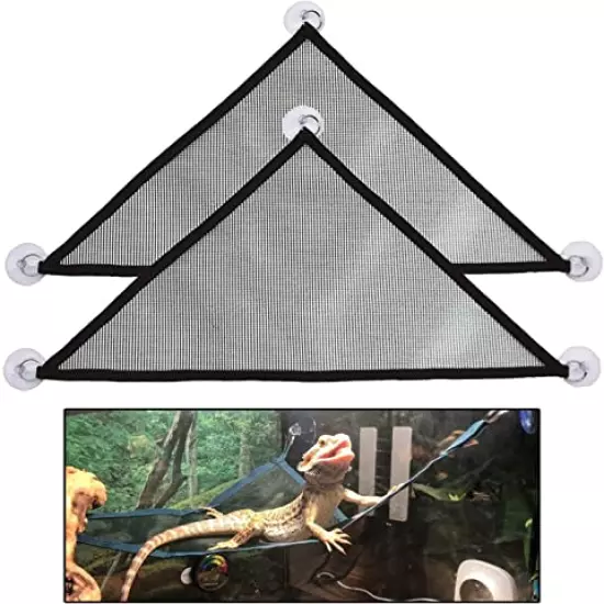 Ckjtfiudst 2 Pack Bearded Lizard Dragon Hammock , Reptile Lizard Lounger, Ladder Bearded Dragon Hammock , Accessories For Bearded Dragons Geckos Lizards Reptile Green Black