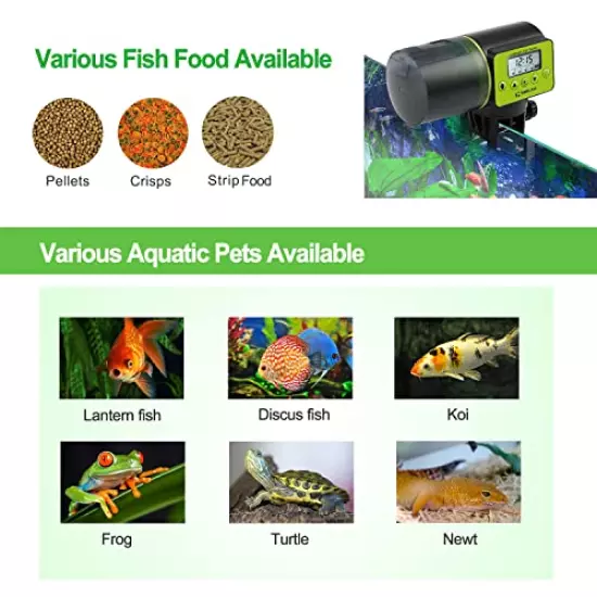 Auto Fish Feeder, Moisture-Proof Automatic Fish Feeder, Aquarium Tank Timer Feeder Vacation &Weekend 2 Fish Food Dispenser