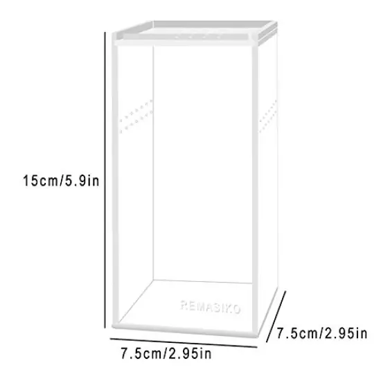 REMASIKO Magnetic Acrylic Reptile Cage 3"x3"x6" Nano Tall Enclosure Transparent Reptile Breeding Box Terrarium Tank Tarantula Scorpion Sling Isopods Invertebrates Insect Mantis