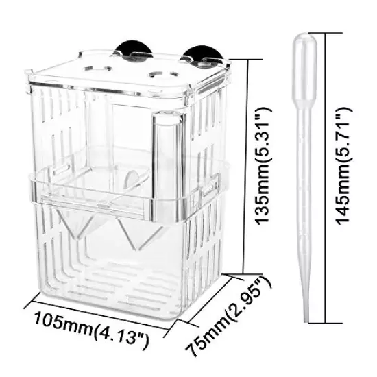 Senzeal Aquarium Fish Breeder Box Plastic Fish Isolation Breeding Box Hatching Incubator Box for Baby Fish Shrimp Clownfish Guppy