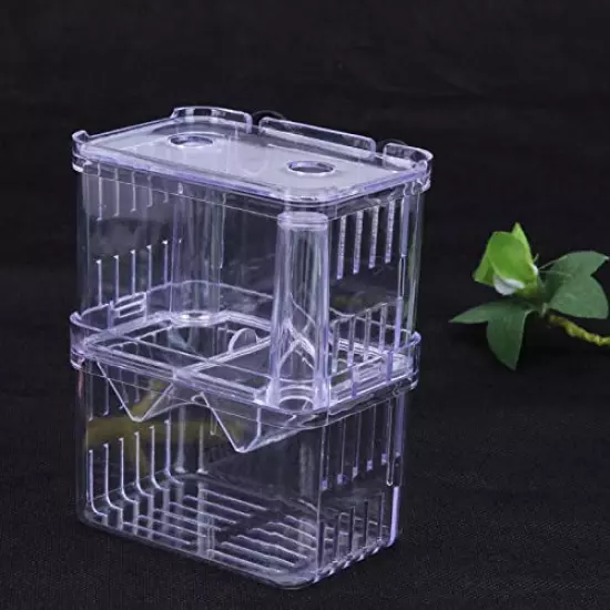 RunXF Large Acrylic Multifunction Fish Isolation Box Divider Breeding Keeping Container for Fish Tank Aquarium Small Fish Shrimps Double Layer Betta Fish Hatching Incubator