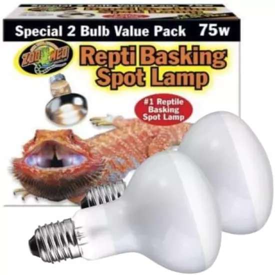 DBDPet Zoomed Reptile Basking Spot Lamp 75 Watts (2 Per Pack) - Includes Attached Pro-Tip Guide… (1)