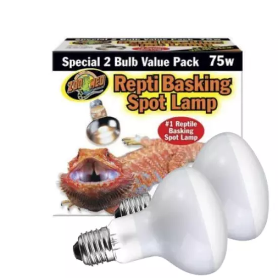 DBDPet Zoomed Reptile Basking Spot Lamp 75 Watts (2 Per Pack) - Includes Attached Pro-Tip Guide… (1)