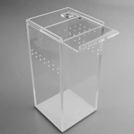 REMASIKO Magnetic Acrylic Reptile Cage 3"x3"x6" Nano Tall Enclosure Transparent Reptile Breeding Box Terrarium Tank Tarantula Scorpion Sling Isopods Invertebrates Insect Mantis