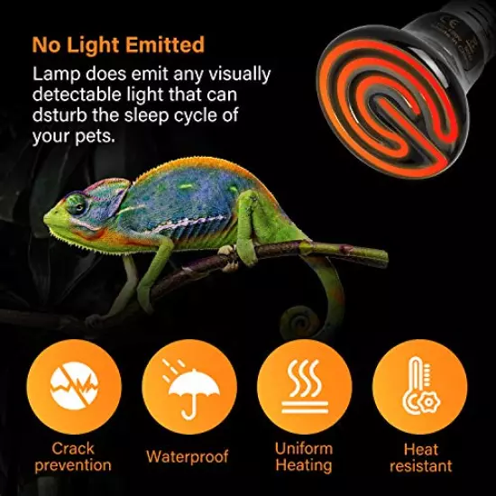 Simple Deluxe 25W/50W Mini Ceramic Heat Emitter Reptile Heat Lamp Bulb No Light Emitting Brooder Coop Heater For Amphibian Pet & Incubating Chicken